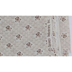 Vintage Springs Industries Brown Floral‎ Cotton Fabric 52x42 Plus Scraps